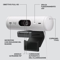 Logitech BRIO 500 1920 x 1080 Webcam - Crystal Clear Video Quality & Advanced Features for Professional Streaming